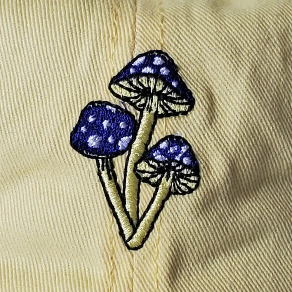 Huffer Embroidered‎ Shrooms Ace Cap Medium Yellow Hippie Summer Outdoor